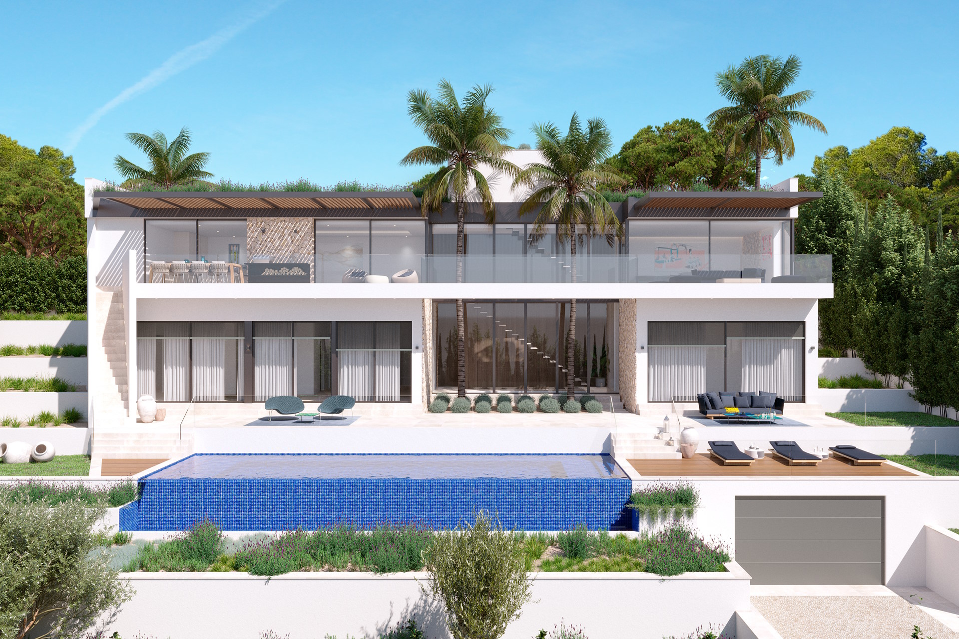 Camp de Mar: Moderne Designer- Neubau-Villa mit 4 Schlafzimmern, Pool und Meerblick zu verkaufen