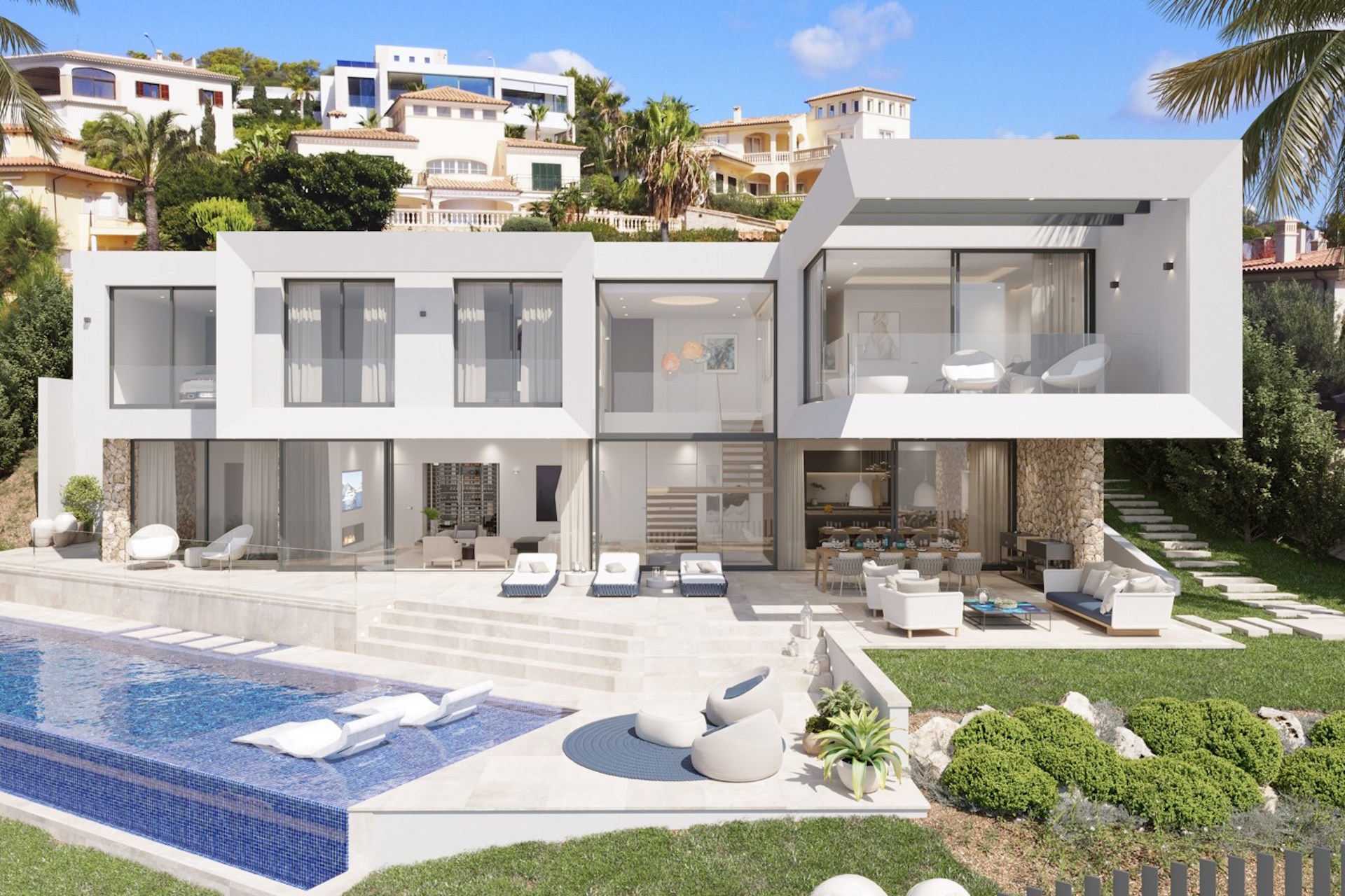 Santa Ponsa: Meerblick Neubau Villa am Hausberg mit 4 Schlafzimmern und Pool zu verkaufen